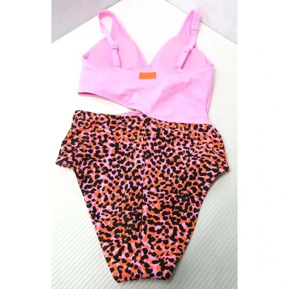 Fabletics Swimsuit Womens Small Pink Asymmetrical Cutout Shaping One Piece NEW - Picture 4 of 6